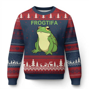 Funny Frogtifa Ugly Christmas Sweater Resist Frog Protest Against Fascism - Print Your Wear