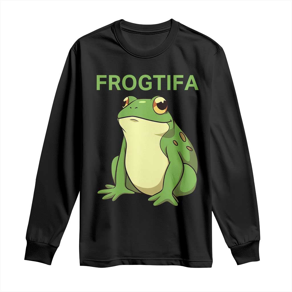 Funny Frogtifa Long Sleeve Shirt Resist Frog Protest Against Fascism - Print Your Wear