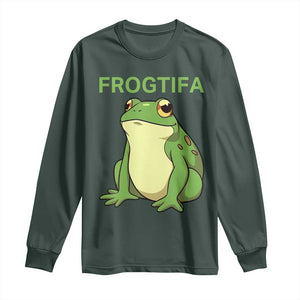 Funny Frogtifa Long Sleeve Shirt Resist Frog Protest Against Fascism TS02 Dark Forest Green Print Your Wear