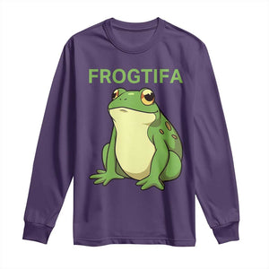 Funny Frogtifa Long Sleeve Shirt Resist Frog Protest Against Fascism TS02 Purple Print Your Wear