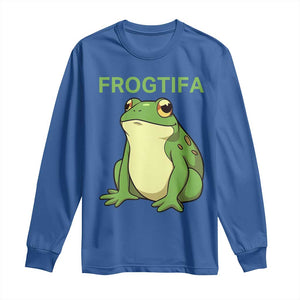 Funny Frogtifa Long Sleeve Shirt Resist Frog Protest Against Fascism TS02 Royal Blue Print Your Wear