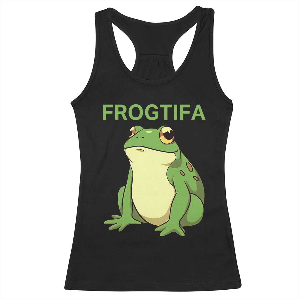 Funny Frogtifa Racerback Tank Top Resist Frog Protest Against Fascism - Print Your Wear