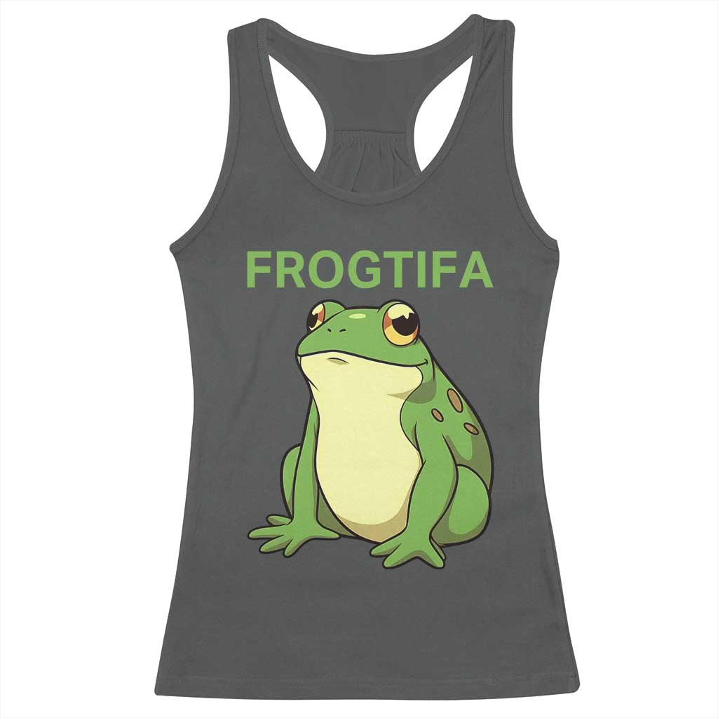 Funny Frogtifa Racerback Tank Top Resist Frog Protest Against Fascism TS02 Dark Heather Print Your Wear