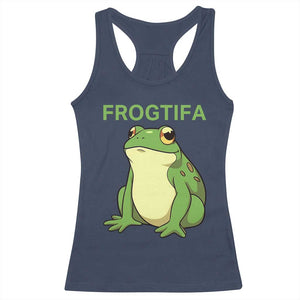 Funny Frogtifa Racerback Tank Top Resist Frog Protest Against Fascism TS02 Navy Print Your Wear