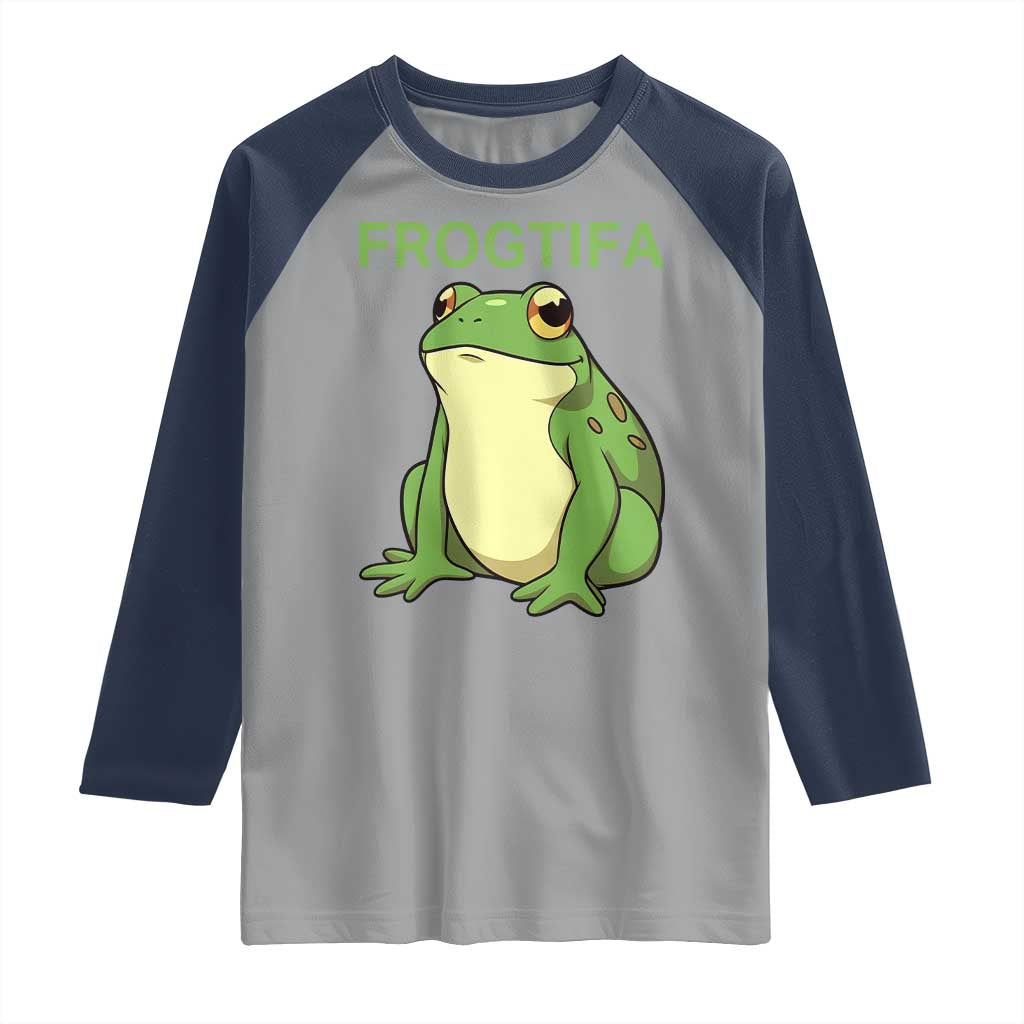 Funny Frogtifa Raglan Shirt Resist Frog Protest Against Fascism TS02 Sport Gray Navy Print Your Wear