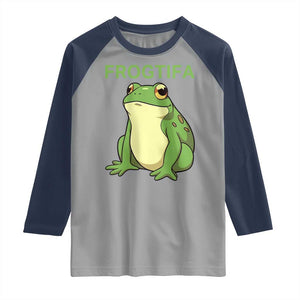 Funny Frogtifa Raglan Shirt Resist Frog Protest Against Fascism TS02 Sport Gray Navy Print Your Wear