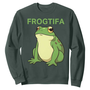 Funny Frogtifa Sweatshirt Resist Frog Protest Against Fascism TS02 Dark Forest Green Print Your Wear