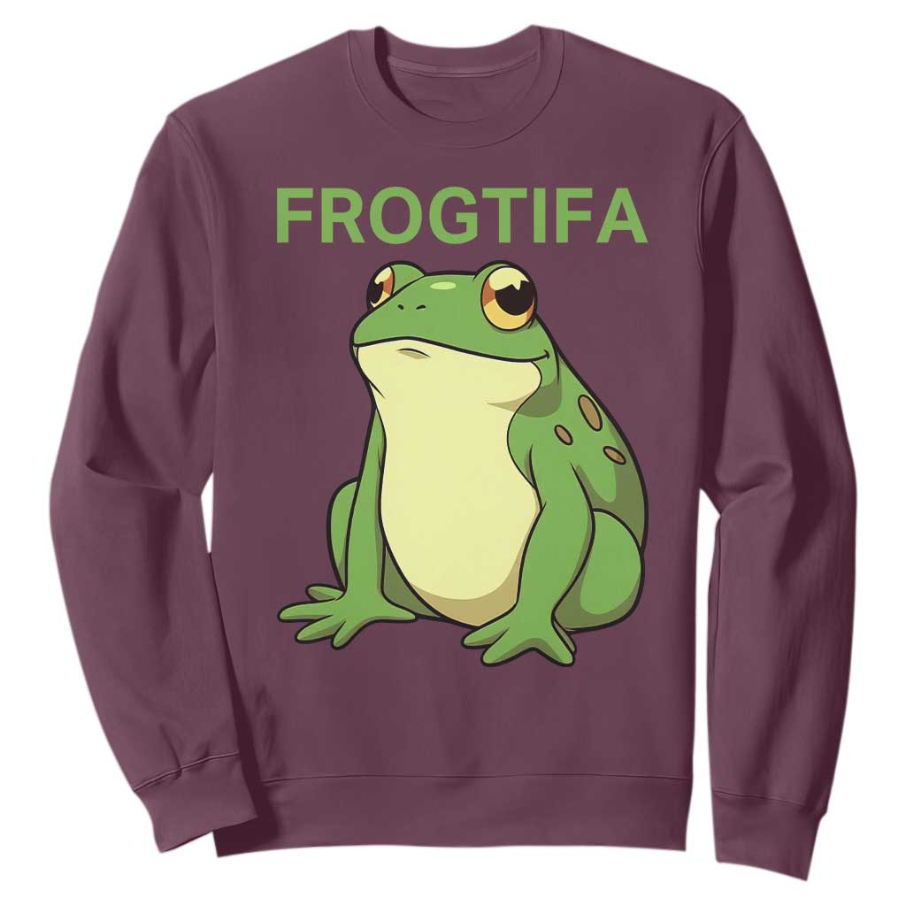Funny Frogtifa Sweatshirt Resist Frog Protest Against Fascism TS02 Maroon Print Your Wear