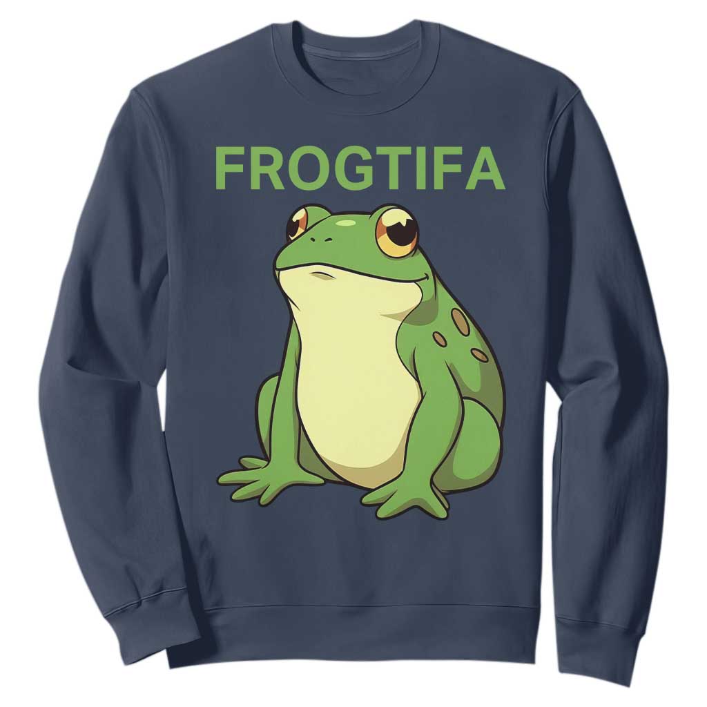 Funny Frogtifa Sweatshirt Resist Frog Protest Against Fascism TS02 Navy Print Your Wear
