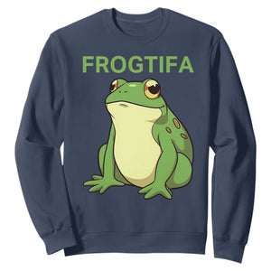 Funny Frogtifa Sweatshirt Resist Frog Protest Against Fascism TS02 Navy Print Your Wear