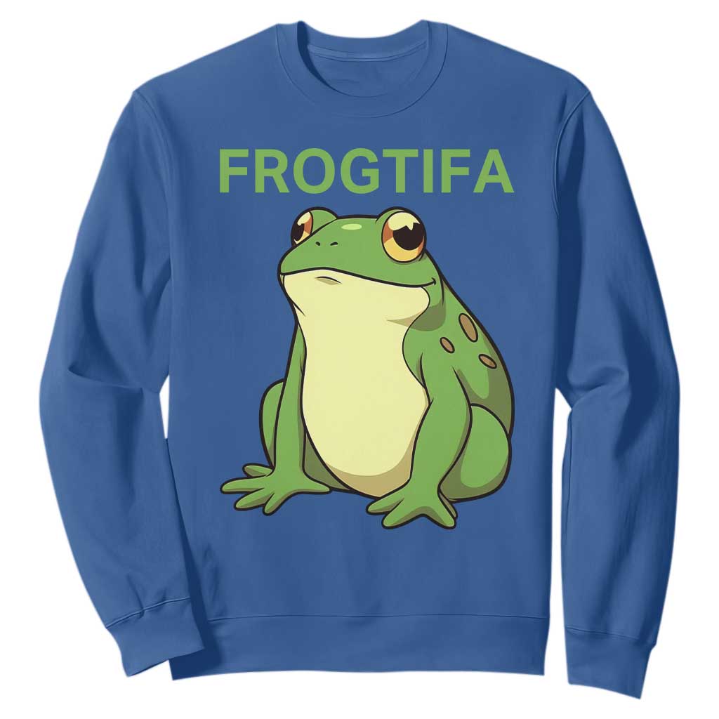 Funny Frogtifa Sweatshirt Resist Frog Protest Against Fascism TS02 Royal Blue Print Your Wear