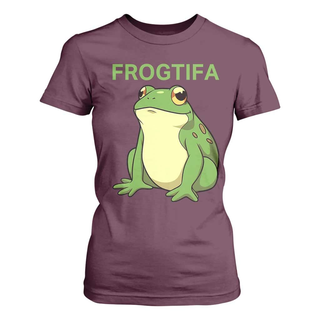 Funny Frogtifa T Shirt For Women Resist Frog Protest Against Fascism TS02 Maroon Print Your Wear