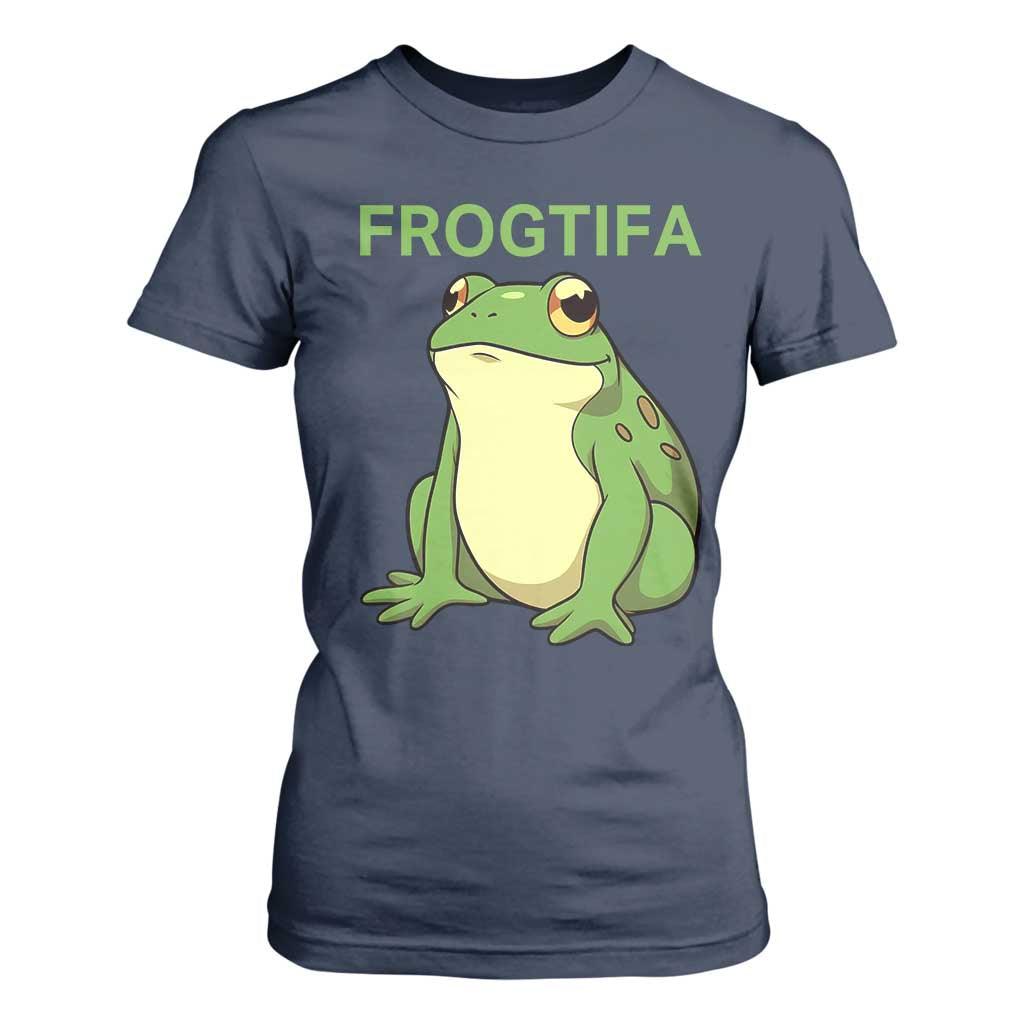 Funny Frogtifa T Shirt For Women Resist Frog Protest Against Fascism TS02 Navy Print Your Wear