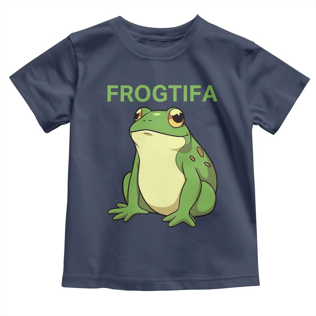 Funny Frogtifa Toddler T Shirt Resist Frog Protest Against Fascism TS02 Navy Print Your Wear