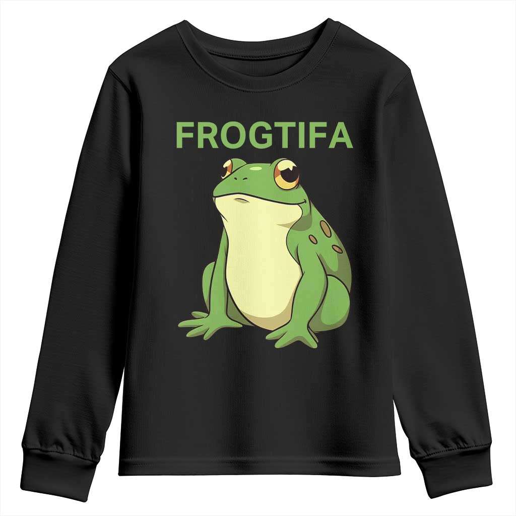 Funny Frogtifa Youth Sweatshirt Resist Frog Protest Against Fascism - Print Your Wear