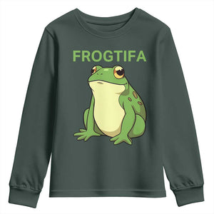 Funny Frogtifa Youth Sweatshirt Resist Frog Protest Against Fascism TS02 Dark Forest Green Print Your Wear