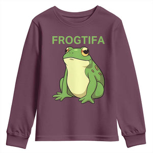 Funny Frogtifa Youth Sweatshirt Resist Frog Protest Against Fascism TS02 Maroon Print Your Wear