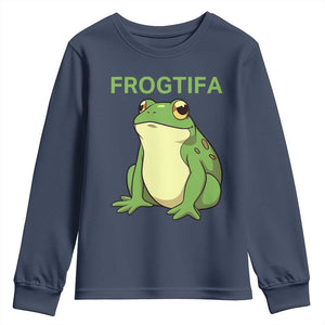 Funny Frogtifa Youth Sweatshirt Resist Frog Protest Against Fascism TS02 Navy Print Your Wear