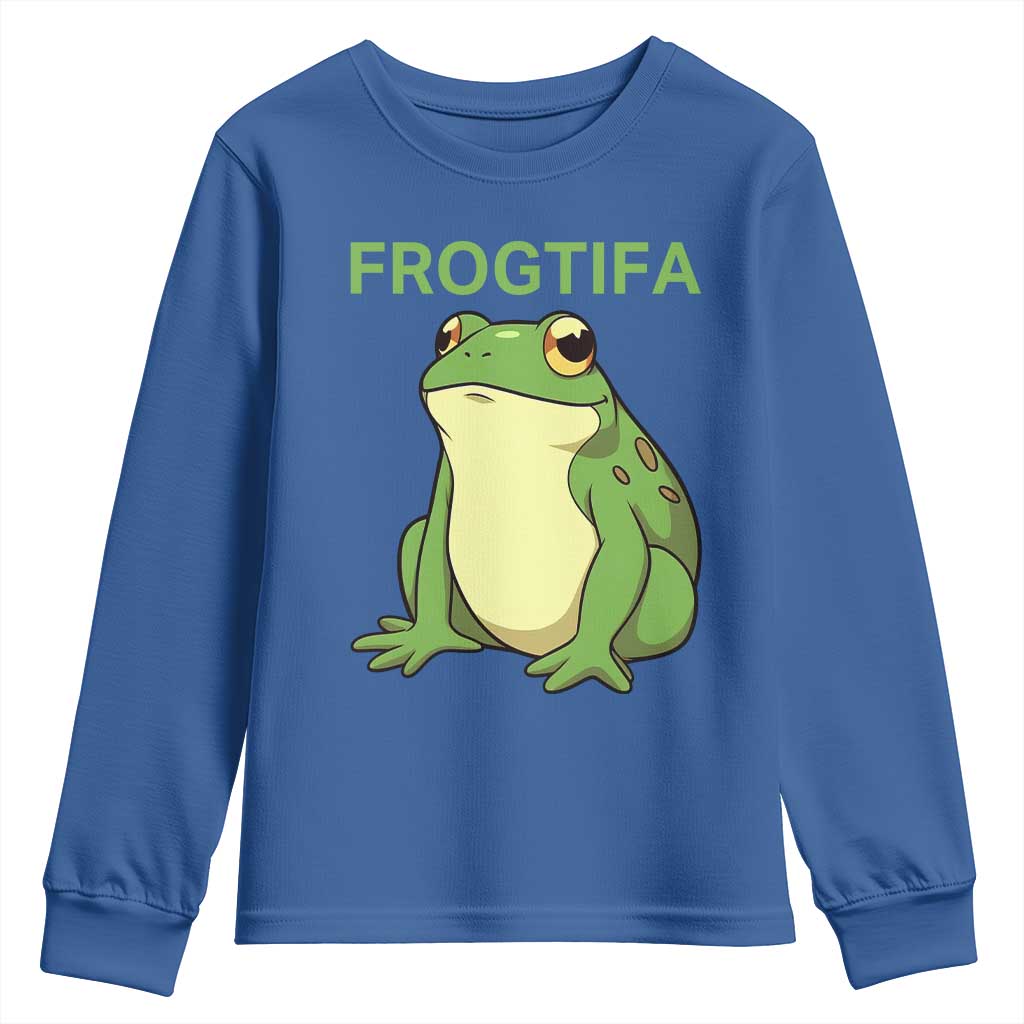 Funny Frogtifa Youth Sweatshirt Resist Frog Protest Against Fascism TS02 Royal Blue Print Your Wear
