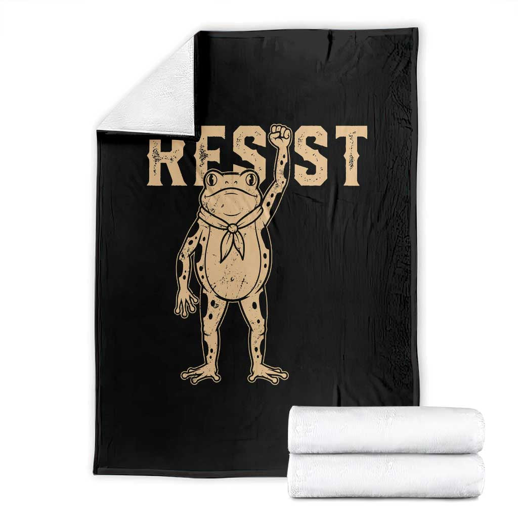 Frog Resist Throw Blanket Raised Fist Protest Fighter Retro Graphic TS02 Black Print Your Wear