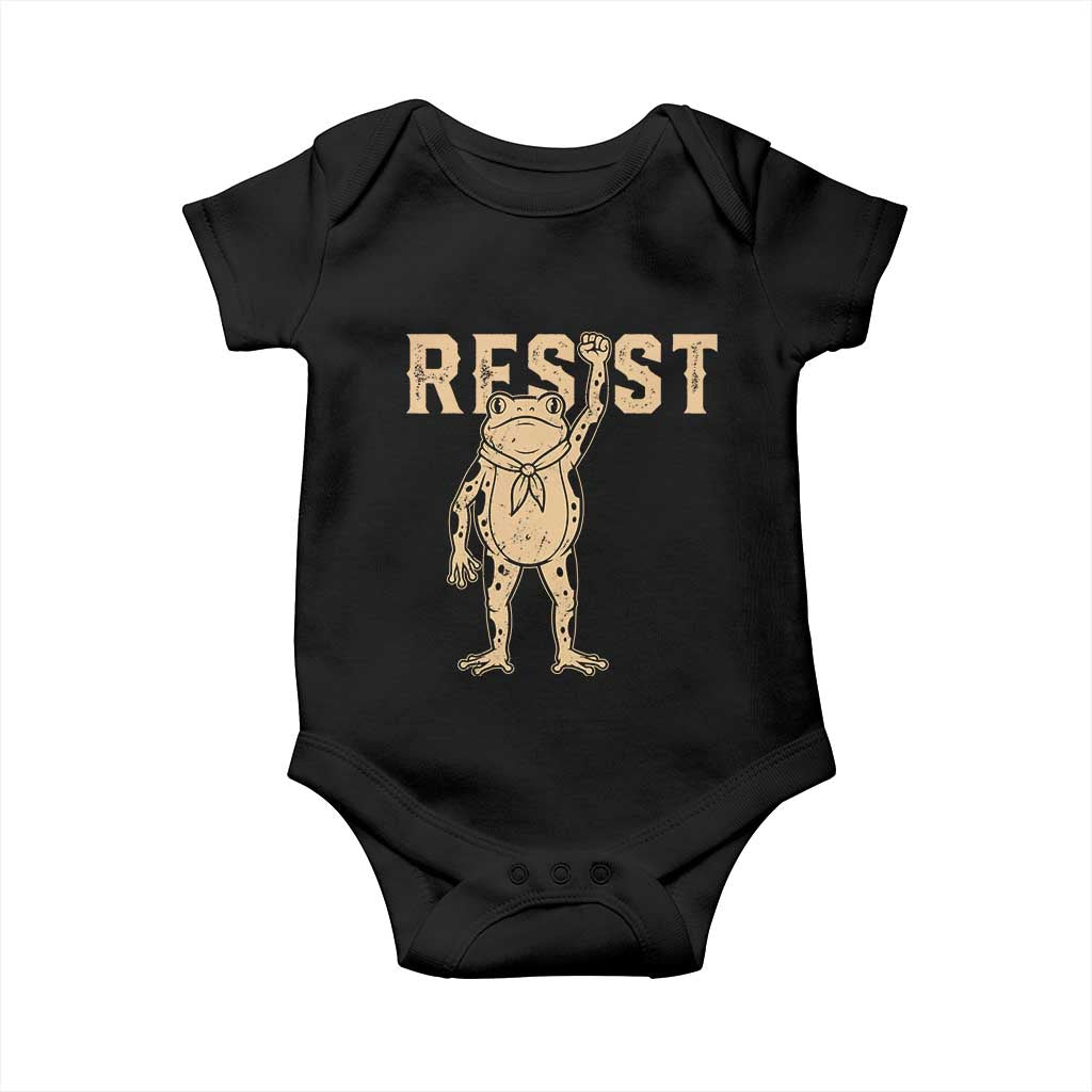 Frog Resist Baby Onesie Raised Fist Protest Fighter Retro Graphic TS02 Black Print Your Wear
