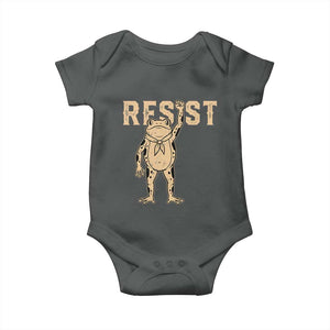 Frog Resist Baby Onesie Raised Fist Protest Fighter Retro Graphic TS02 Dark Heather Print Your Wear