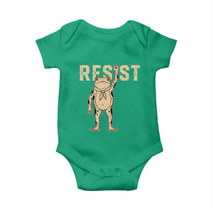 Frog Resist Baby Onesie Raised Fist Protest Fighter Retro Graphic TS02 Irish Green Print Your Wear