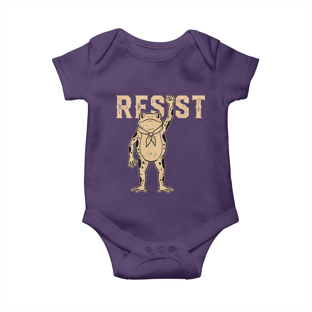 Frog Resist Baby Onesie Raised Fist Protest Fighter Retro Graphic TS02 Purple Print Your Wear