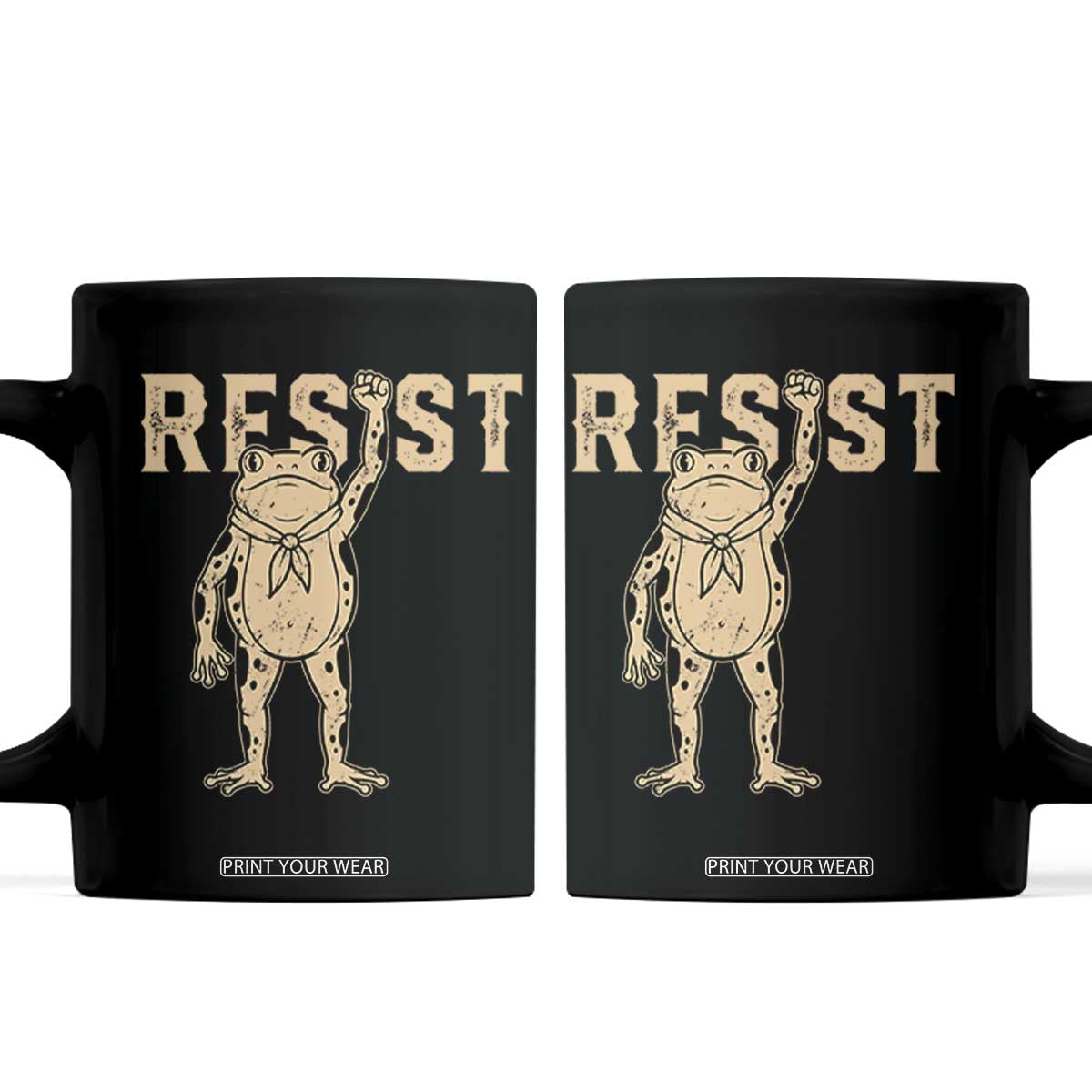 Frog Resist Coffee Mug Raised Fist Protest Fighter Retro Graphic TS02 Black Print Your Wear