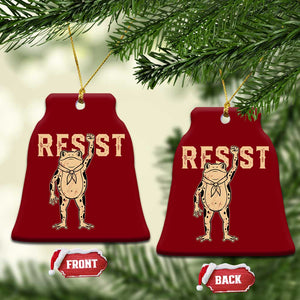 Frog Resist Ceramic Ornament Raised Fist Protest Fighter Retro Graphic - Print Your Wear
