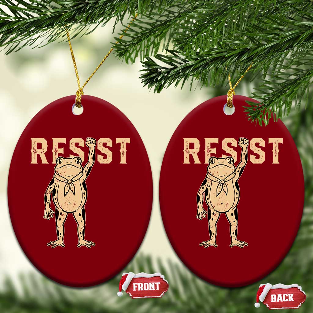 Frog Resist Ceramic Ornament Raised Fist Protest Fighter Retro Graphic TS02 Print Your Wear