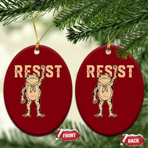 Frog Resist Ceramic Ornament Raised Fist Protest Fighter Retro Graphic - Print Your Wear