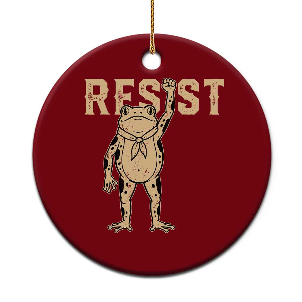 Frog Resist Ceramic Ornament Raised Fist Protest Fighter Retro Graphic - Print Your Wear