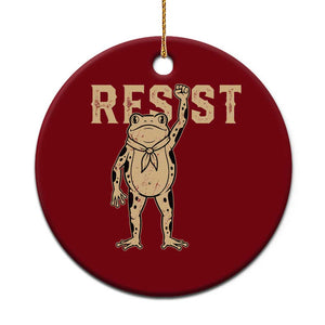 Frog Resist Ceramic Ornament Raised Fist Protest Fighter Retro Graphic - Print Your Wear