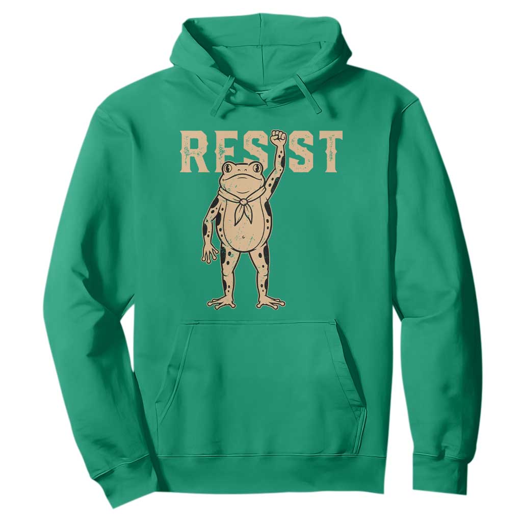 Frog Resist Hoodie Raised Fist Protest Fighter Retro Graphic TS02 Irish Green Print Your Wear