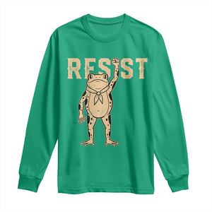 Frog Resist Long Sleeve Shirt Raised Fist Protest Fighter Retro Graphic TS02 Irish Green Print Your Wear