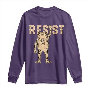 Frog Resist Long Sleeve Shirt Raised Fist Protest Fighter Retro Graphic TS02 Purple Print Your Wear