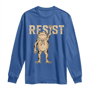 Frog Resist Long Sleeve Shirt Raised Fist Protest Fighter Retro Graphic TS02 Royal Blue Print Your Wear