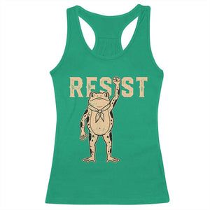 Frog Resist Racerback Tank Top Raised Fist Protest Fighter Retro Graphic TS02 Irish Green Print Your Wear