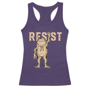 Frog Resist Racerback Tank Top Raised Fist Protest Fighter Retro Graphic TS02 Purple Print Your Wear
