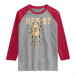 Frog Resist Raglan Shirt Raised Fist Protest Fighter Retro Graphic TS02 Sport Gray Red Print Your Wear