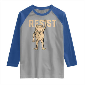 Frog Resist Raglan Shirt Raised Fist Protest Fighter Retro Graphic TS02 Sport Gray Royal Print Your Wear