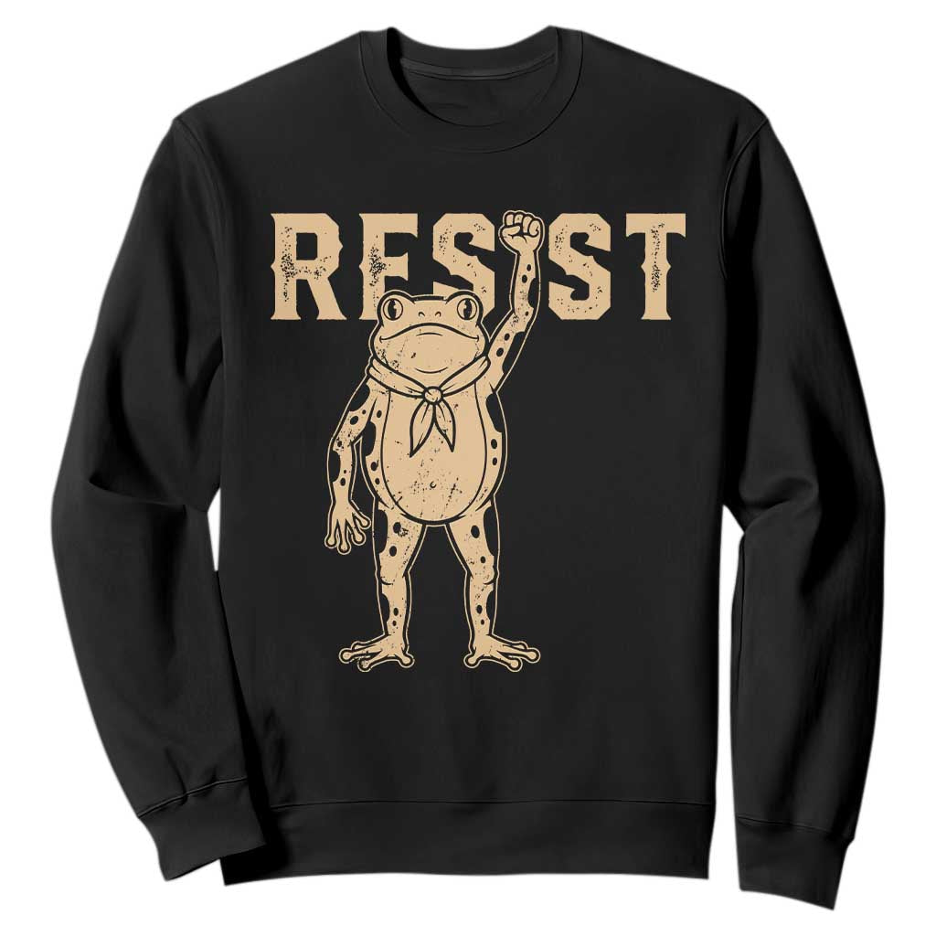 Frog Resist Sweatshirt Raised Fist Protest Fighter Retro Graphic TS02 Black Print Your Wear