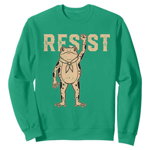 Frog Resist Sweatshirt Raised Fist Protest Fighter Retro Graphic TS02 Irish Green Print Your Wear