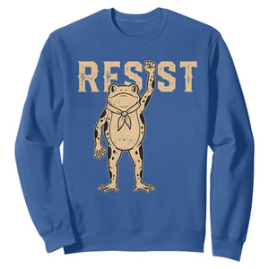 Frog Resist Sweatshirt Raised Fist Protest Fighter Retro Graphic TS02 Royal Blue Print Your Wear