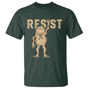 Frog Resist T Shirt Raised Fist Protest Fighter Retro Graphic TS02 Dark Forest Green Print Your Wear