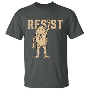 Frog Resist T Shirt Raised Fist Protest Fighter Retro Graphic TS02 Dark Heather Print Your Wear