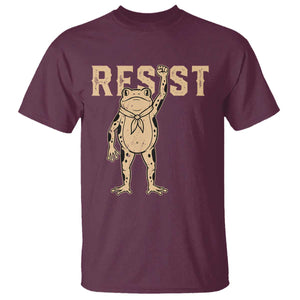 Frog Resist T Shirt Raised Fist Protest Fighter Retro Graphic TS02 Maroon Print Your Wear