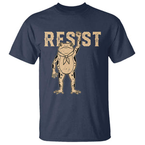 Frog Resist T Shirt Raised Fist Protest Fighter Retro Graphic TS02 Navy Print Your Wear