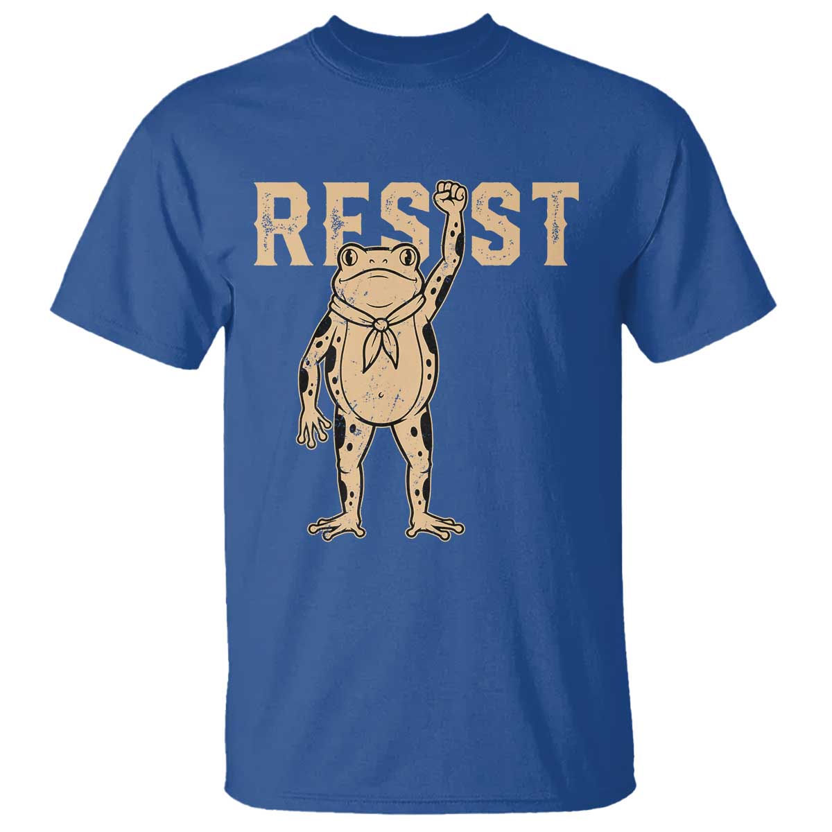 Frog Resist T Shirt Raised Fist Protest Fighter Retro Graphic TS02 Royal Blue Print Your Wear